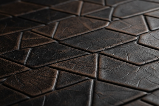 Abstract leather pattern, low contrast lighting, refined masculine mood