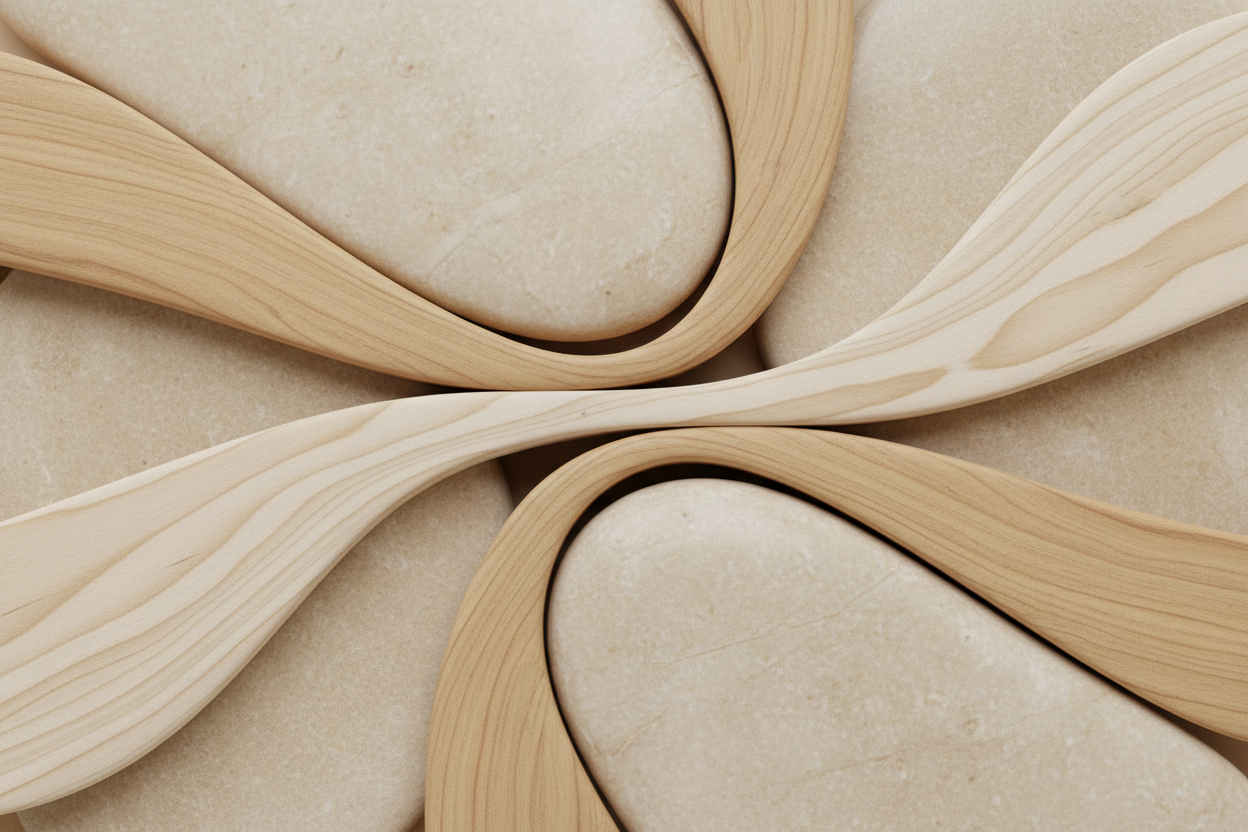 Abstract natural textures, light stone and wood, calm aesthetic”